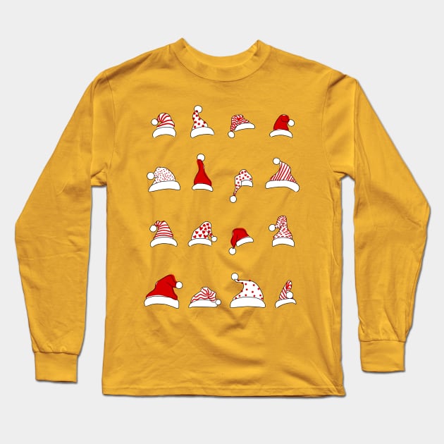 Santa Hats Long Sleeve T-Shirt by lowercasev